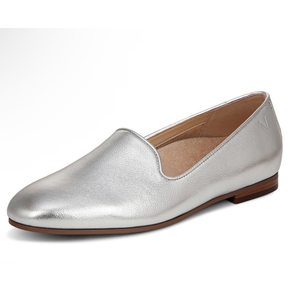 Vionic Willa II Silver‎ Metallic Leather  Loafer Flat Womens 11 Arch Support New